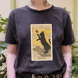 The Fool Cat Tarot Print Casual Oversized Witchy T-shirt