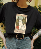 The Empress Cat Tarot Print Casual Oversized Witchy T-shirt