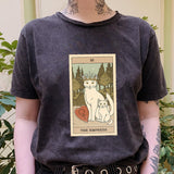 The Empress Cat Tarot Print Casual Oversized Witchy T-shirt