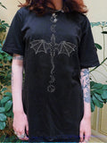 Flying Dragon Printed Casual Oversized T-Shirt-black