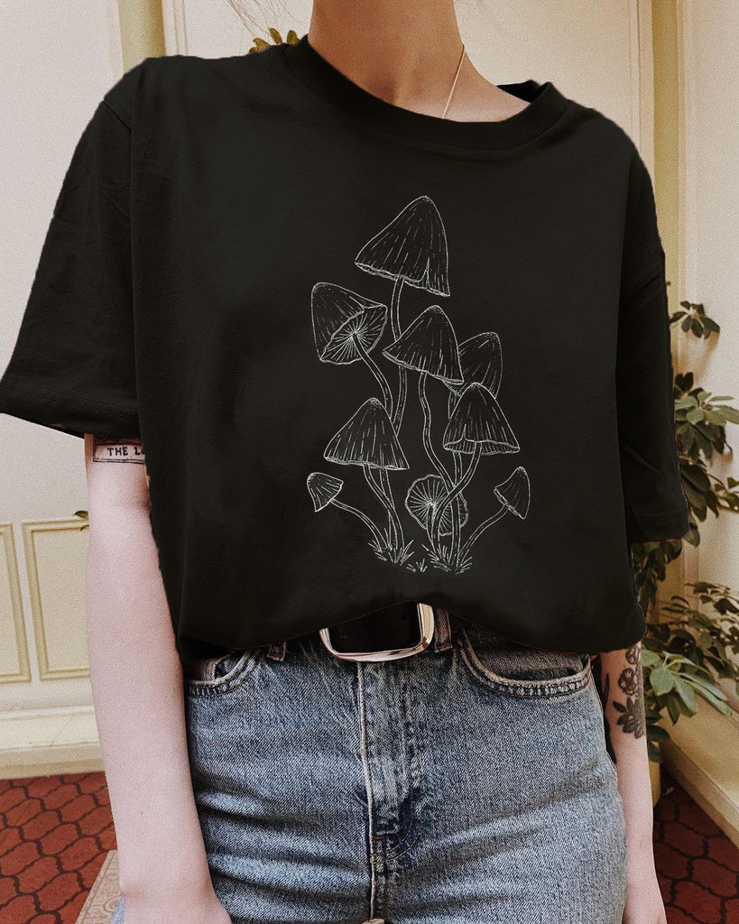 Mushrooms Forest Printed Casual Oversized T-shirt