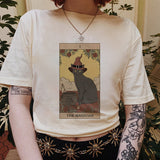 The Magician Cat Tarot Print Casual Oversized Witchy T-shirt