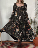 Mushrooms Fairyland Forest Printed Maxi Dress