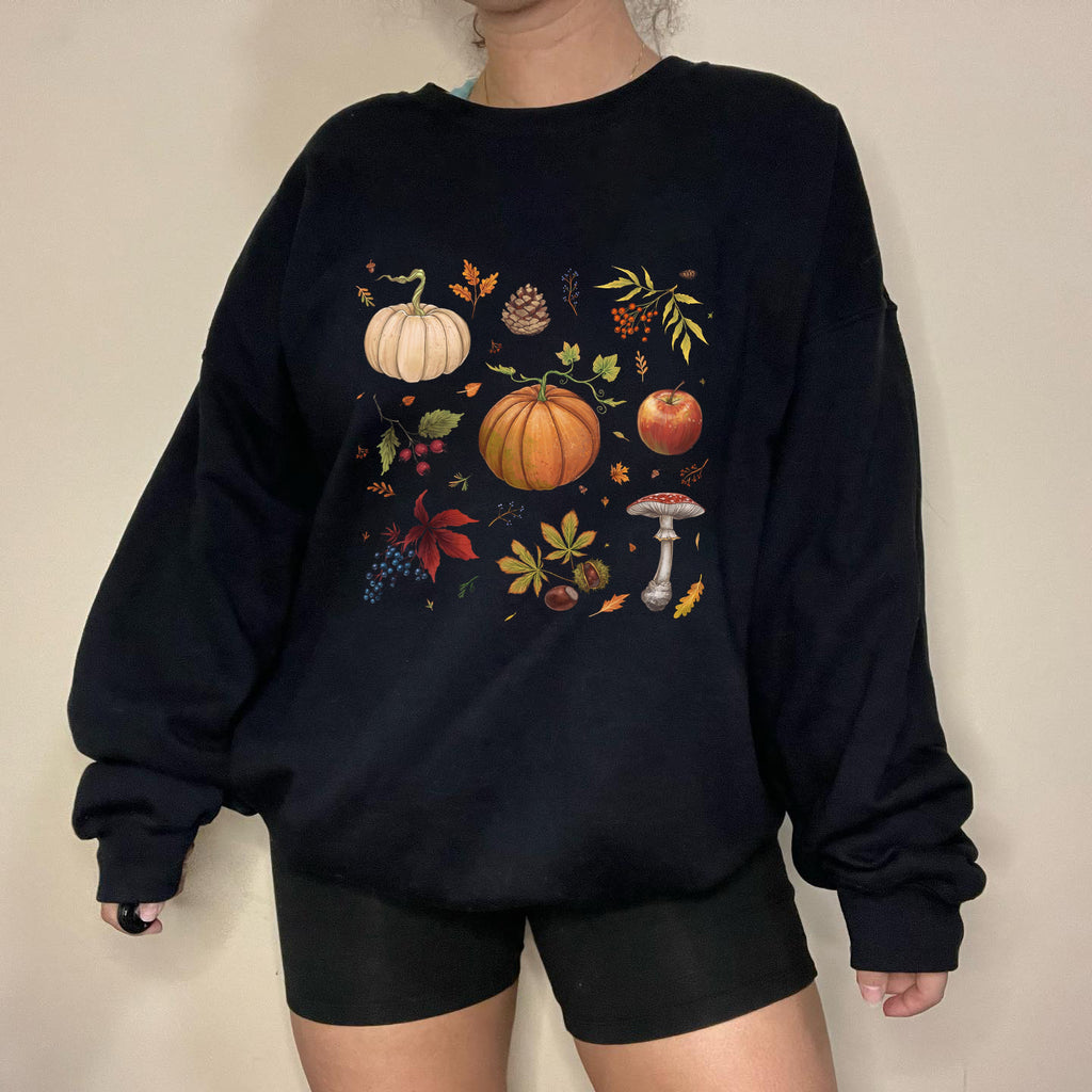 Halloween Pumpkins & Mushrooms Printed Casual Sweatshirt