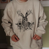 Bunny with Antlers Printed Casual Sweatshirt