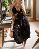 Psychedelic Starry Sky Printed Midi Dress