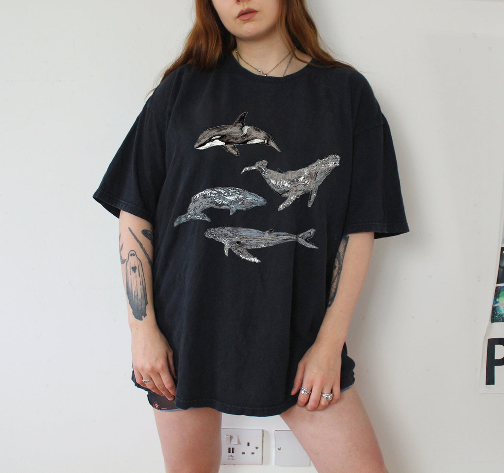 Ocean Witch-Whales Print Casual T-Shirt