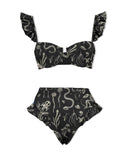 Fantastic Animal Skeleton Printed Bikini Set