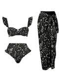 Fantastic Animal Skeleton Printed Bikini Set