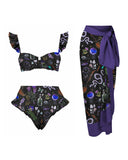 Witchery Snake Amethyst Printed Bikini Set and Sarong