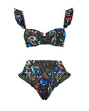 Magic Potion Bottle Dinosaur Skull Fossil Printed Bikini Set