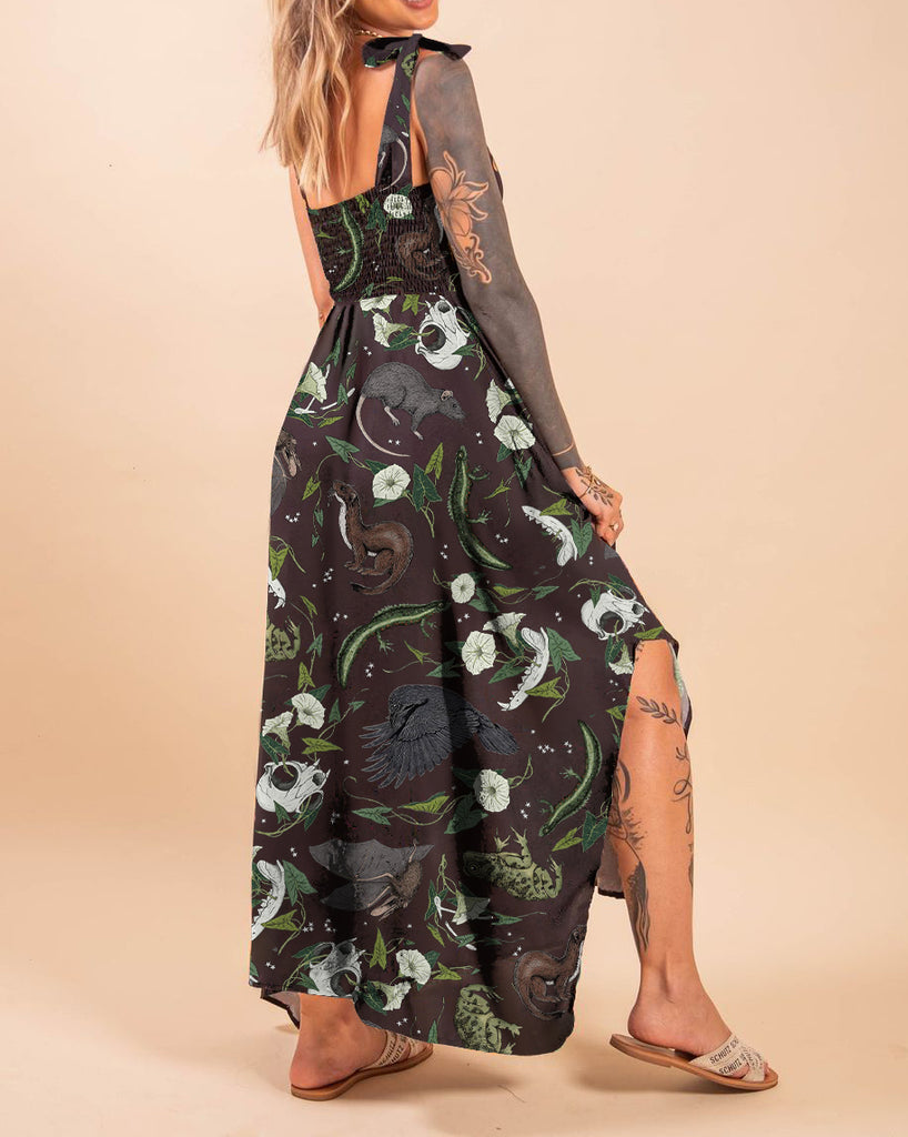 Fantastic Bindweed Species Printed Maxi Dress