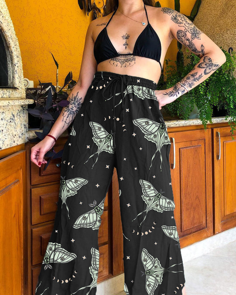Moths Forest Printed Casual Pants