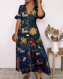 Mythical Print Button Up Maxi Dress