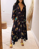 The Stars & Attentive Eyes Printed V-Neck Maxi Dress