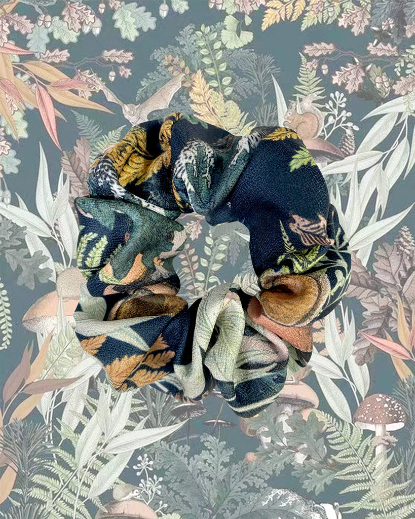 Tropical Forest Squirrel Print Hand Made Scrunchie