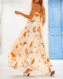 Mystery Wonderland Printed V-Neck Halter Dress
