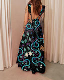 Mystery Snakes Print Hollow Out Slip Dress