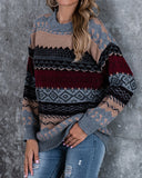 Ethnic Print Cozy Casual Knitted Pullover Sweater