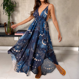 From Luna Solar to Entire Universe Printed Maxi Halter Dress