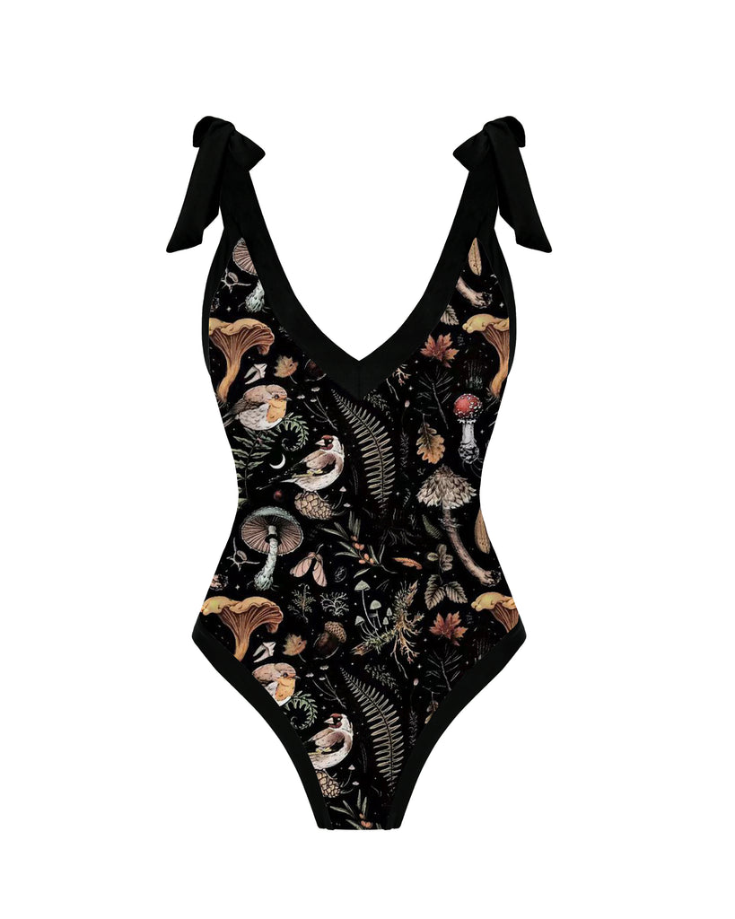 Mushrooms Fairyland Forest Printed Halter One Piece – coramoon