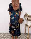 Mythical Print Button Up Maxi Dress