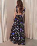 Witchery Snake Amethyst Printed Ruff Halter Maxi Dress