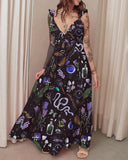 Witchery Snake Amethyst Printed Ruff Halter Maxi Dress