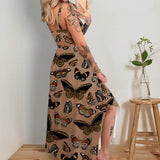 Fantastic Butterfly Printed Maxi Dress