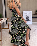 Nasturtium Lace Moths Printed Maxi Dress