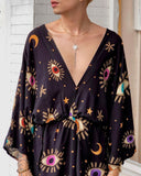 The Stars & Attentive Eyes Printed V-Neck Maxi Dress