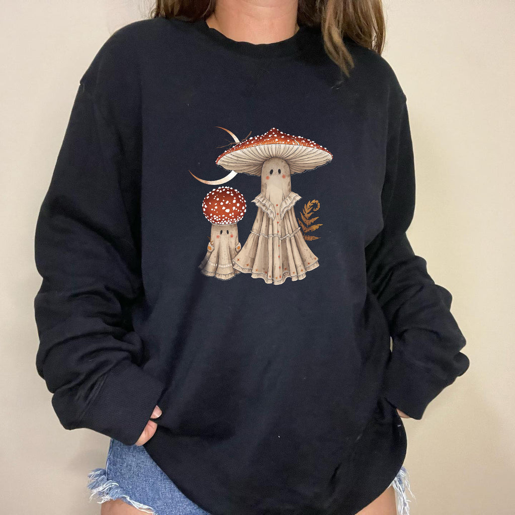 Mushrooms Spooky Printed Casual Sweatshirt