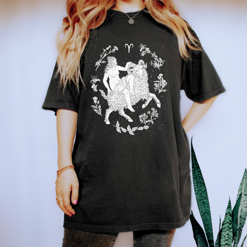 ARIES Goddess Printed Casual Oversized T-Shirt