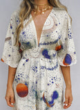 Fantastic Astrology Printed Deep V Jumpsuit