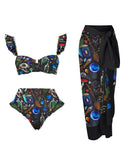 Magic Potion Bottle Dinosaur Skull Fossil Printed Bikini Set