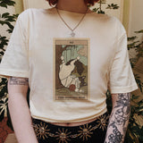 The Hanged Man Cat Tarot Print Casual Oversized Witchy T-shirt