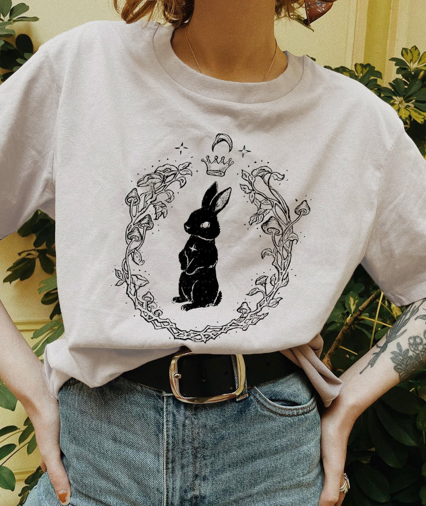 Wonderland Rabbit Printed Casual Oversized T-shirt