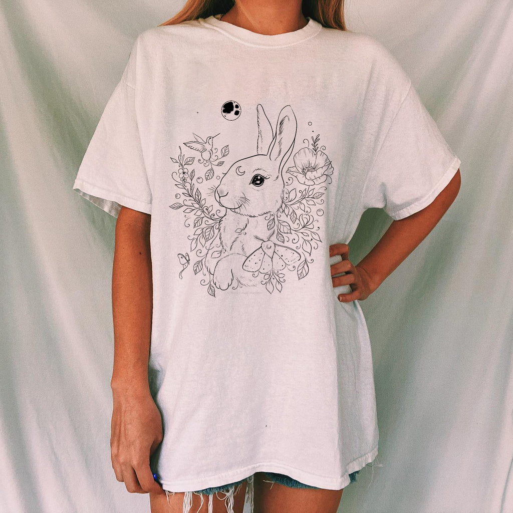 Luna Rabbit Printed Casual Oversized T-shirt