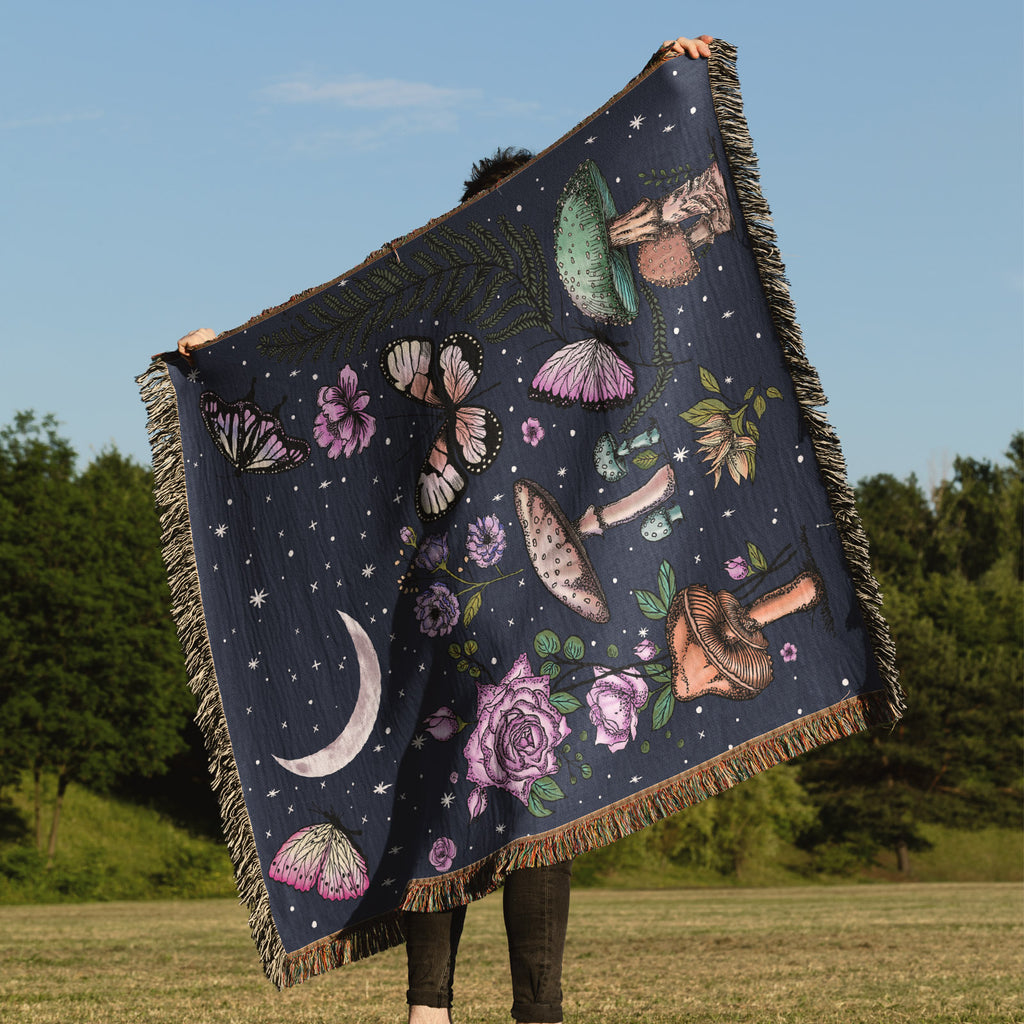 Mushrooms Moonnight Printed Blanket