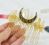 Natural Crystal Flat Stone Moon Hairpin-Light Yellow