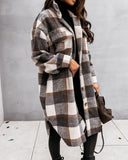 Flannel Plaid Button Maxi Shacket Coat