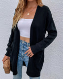 Long Sleeve Knitted Pockets Sweater Cardigan