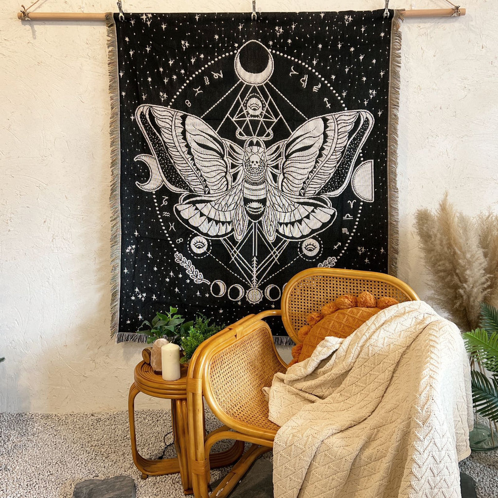 Dark Fantasy Moth Printed Blanket