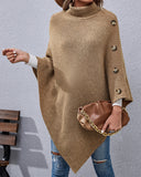 Irregular Knitted Button Sweater Shawl Cloak