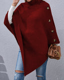 Irregular Knitted Button Sweater Shawl Cloak