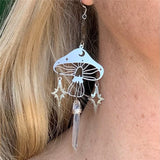 Mushroom & Stars Crystal Drop Earrings