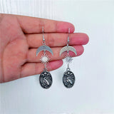 Dark Priestess Crow Engraved Nameplate Drops Earrings