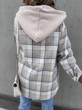 Flannel Plaid Button Hooded Shacket