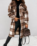 Flannel Plaid Button Maxi Shacket Coat