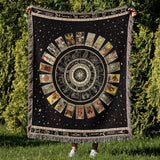 Sun And Moon Blanket With Tarot Zodiac Signs